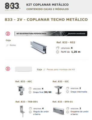 kit coplanar metálico 2V